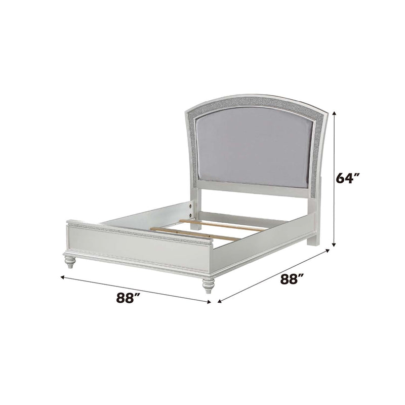 Maverick King Bed, Fabric & Platinum Finish Acme