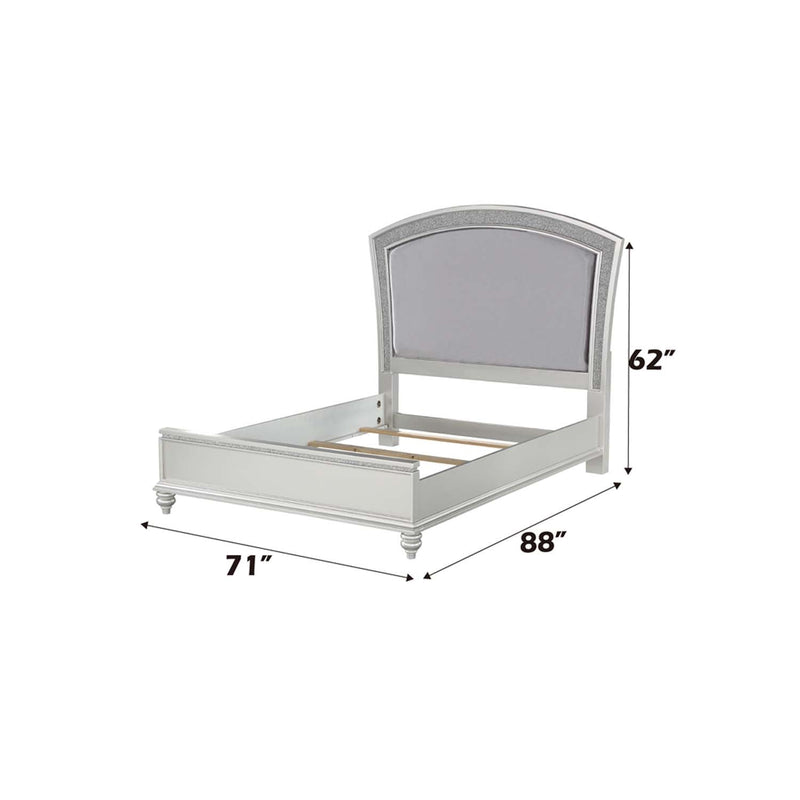 Maverick Queen Bed, Fabric & Platinum Finish Acme