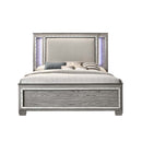 Antares Queen Bed, Fabric & Light Gray Oak Finish Acme