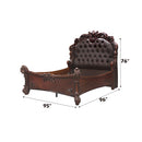 Vendome King Bed, Cherry Faux Leather & Cherry Finish Acme