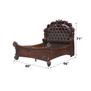 Vendome Queen Bed, Faux Leather & Cherry Acme