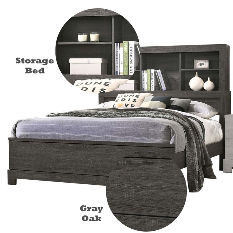 Lantha Queen Bed, Gray Oak Finish Acme