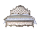 Esteban King Bed, Ivory Velvet & Antique Champagne Finish Acme