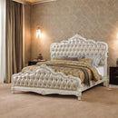 Chantelle Queen Bed, Rose Gold Faux Leather & Pearl White Finish Acme