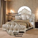 Chantelle Queen Bed, Rose Gold Faux Leather & Pearl White Finish Acme