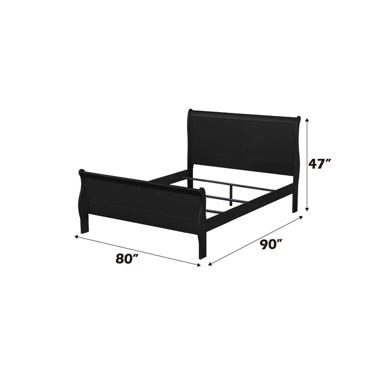 Louis Philippe King Bed, Black Finish Acme
