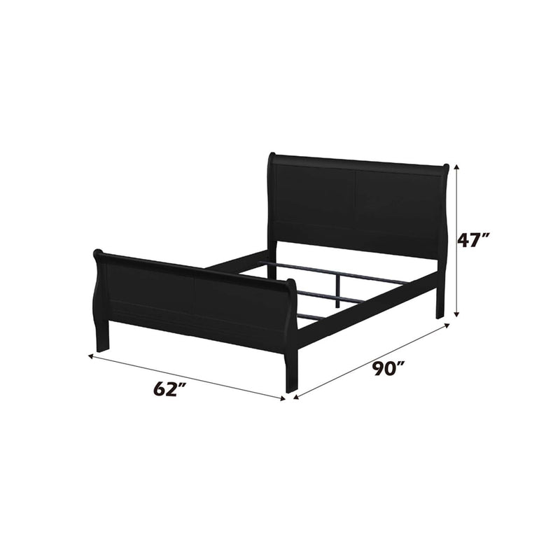 Louis Philippe Queen Bed, Black Finish Acme