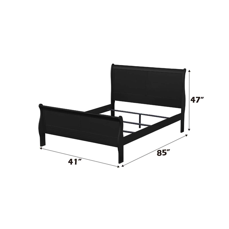 Louis Philippe Twin Bed, Black Finish Acme