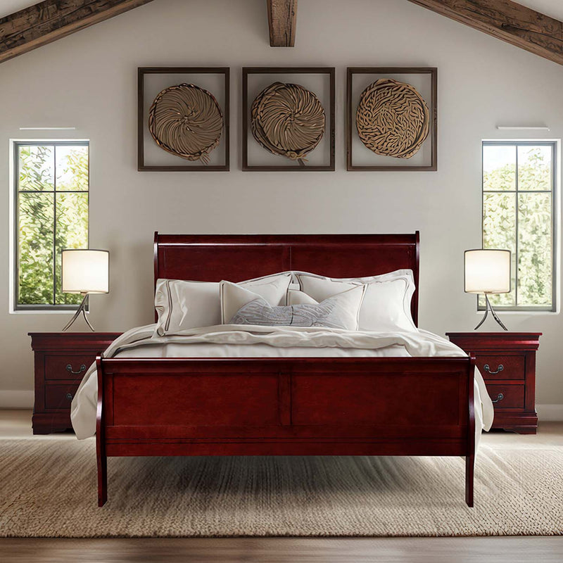 Louis Philippe Queen Bed, Cherry Finish Acme