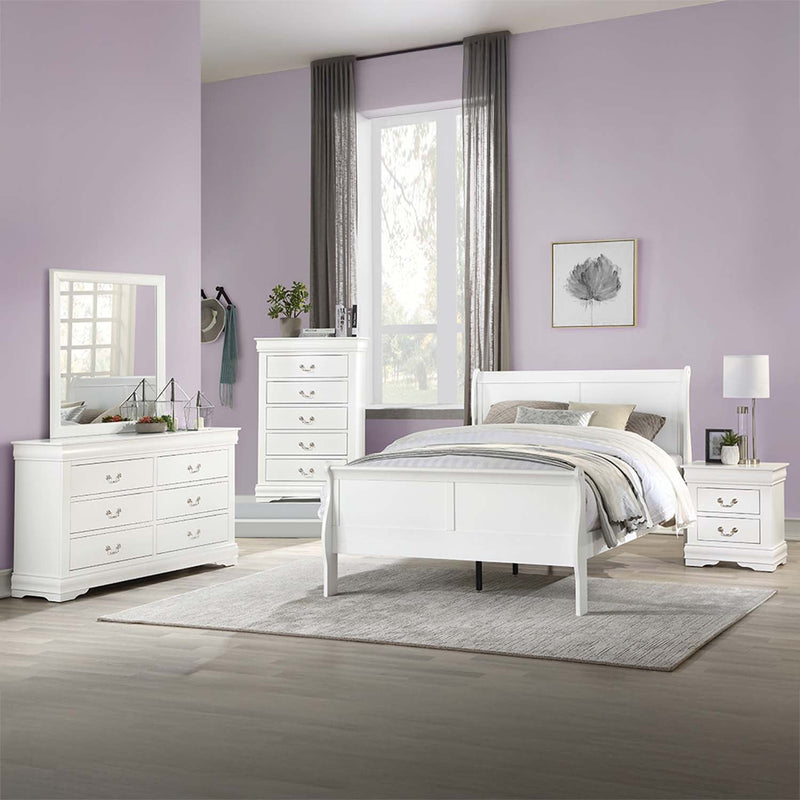 Louis Philippe Queen Bed, White Finish Acme