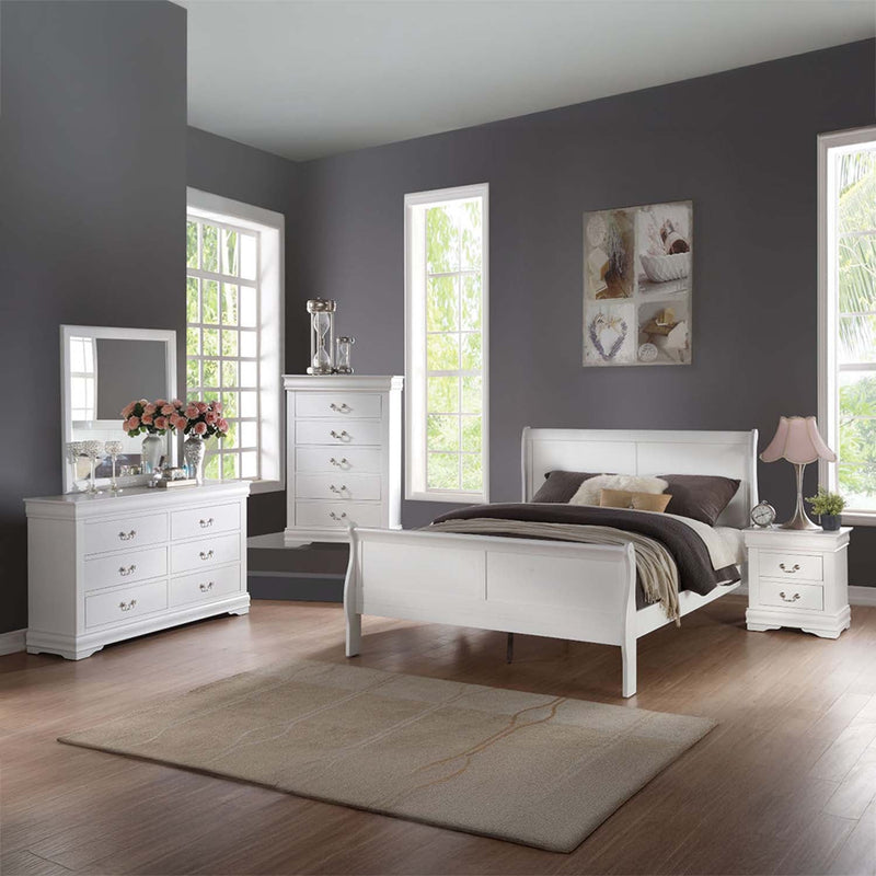 Louis Philippe Queen Bed, White Finish Acme