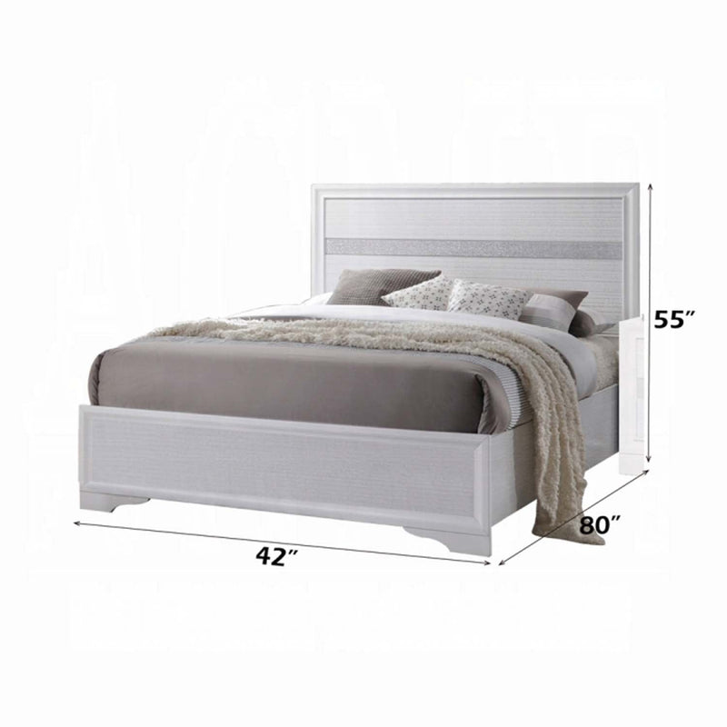 Naima Full Bed, White Finish Acme