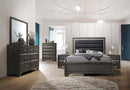 Carine II Queen Bed, Fabric & Gray Finish Acme