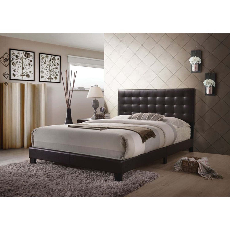Masate Queen Bed, Espresso Faux Leather Acme