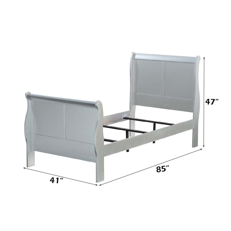 Louis Philippe III Twin Bed, Platinum Finish Acme