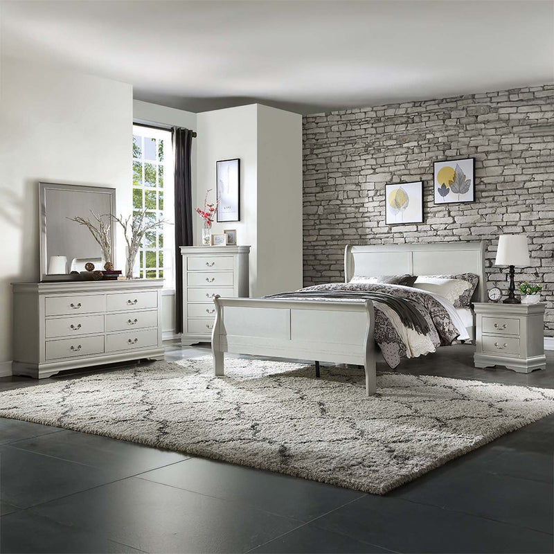 Louis Philippe Queen Bed, Platinum Finish Acme