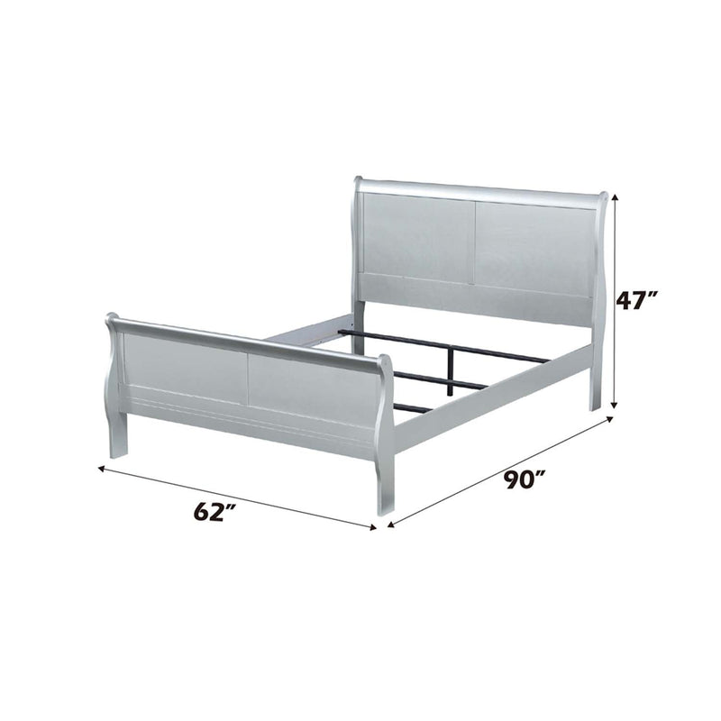 Louis Philippe Queen Bed, Platinum Finish Acme