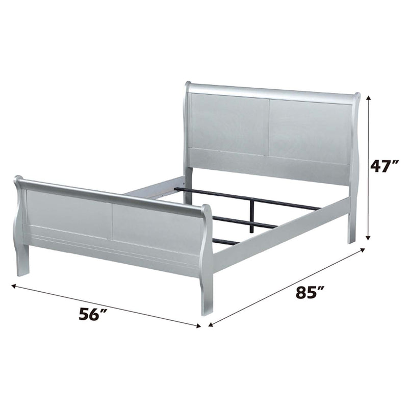 Louis Philippe Full Bed, Platinum Finish Acme