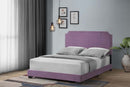 Haemon Queen Bed, Light Faux Leather rple Linen Acme