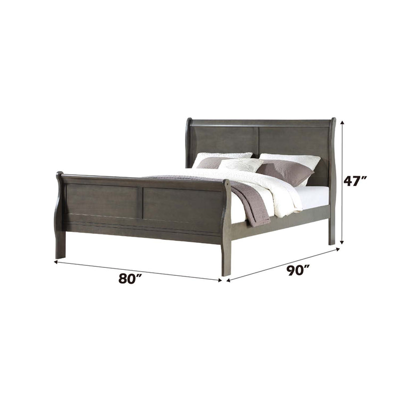 Louis Philippe King Bed, Dark Gray Finish Acme