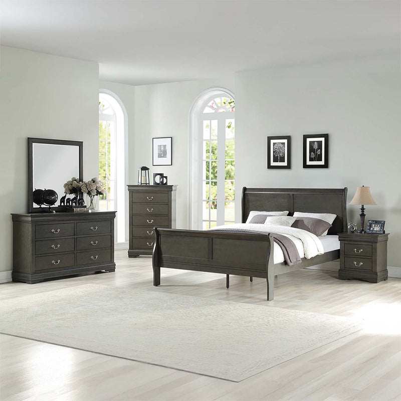 Louis Philippe King Bed, Dark Gray Finish Acme