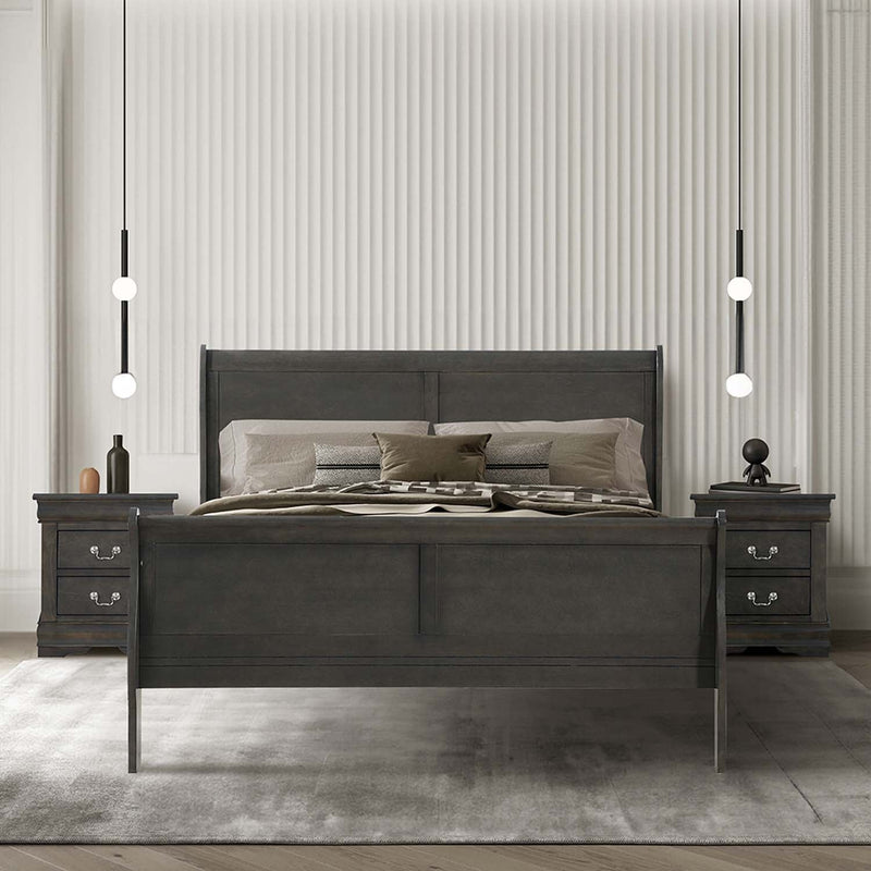 Louis Philippe King Bed, Dark Gray Finish Acme