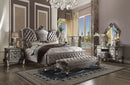 Versailles Queen Bed, Velvet & Antique Platinum Finish Acme