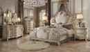 Picardy Queen Bed, Fabric & Antique Pearl Finish Acme