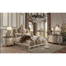 Picardy California King Bed, Butterscotch Faux Leather & Antique Pearl Finish Acme