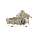 Ragenardus California King Bed, Beige Linen & Antique White Finish Acme
