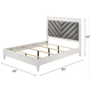 Chelsie Queen Bed, Gray Fabric & White Finish Acme