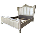 Dresden II California King Bed, Pearl White Faux Leather & Gold Patina Finish Acme