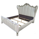 Dresden II King Bed, Pearl White Faux Leather & Gold Patina Finish Acme