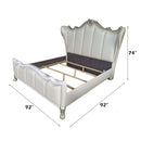 Dresden II King Bed, Pearl White Faux Leather & Gold Patina Finish Acme