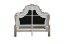 Dresden California King Bed, Faux Leather & Vintage Bone White Finish Acme