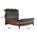 Dresden California King Bed, Faux Leather & Cherry Oak Finish Acme