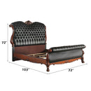 Dresden Queen Bed, Faux Leather & Cherry Oak Finish Acme