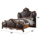 Picardy King Bed, Faux Leather & Honey Oak Finish Acme