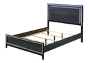 Haiden Queen Bed w/Led, LED & Weathered Black Finish Acme