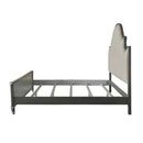 House Beatrice Queen Bed, Two Tone Beige Fabric, Charcoal & Light Gray Finish Acme