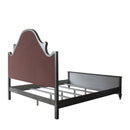 House Beatrice Queen Bed, Two Tone Beige Fabric, Charcoal & Light Gray Finish Acme