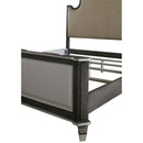 House Beatrice Queen Bed, Two Tone Beige Fabric, Charcoal & Light Gray Finish Acme