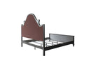 House Beatrice Queen Bed, Two Tone Beige Fabric, Charcoal & Light Gray Finish Acme