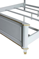 House Marchese Queen Bed, Two Tone Beige Fabric & Pearl Gray Finish Acme