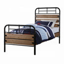 Adams Twin Bed, Antique Oak & Black Finish Acme