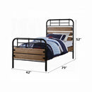 Adams Twin Bed, Antique Oak & Black Finish Acme