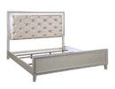 Sliverfluff Queen Bed w/Led, Faux Leather & Champagne Finish Acme