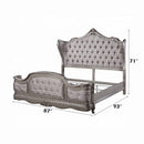 Ariadne California King Bed, Velvet & Antique Platinum Finish Acme