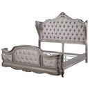Ariadne Queen Bed, Velvet & Antique Platinum Finish Acme