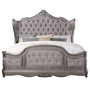 Ariadne Queen Bed, Velvet & Antique Platinum Finish Acme